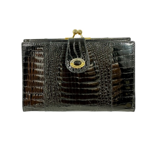 Genuine black caiman alligator coin wallet bill organizer - Picture 1 of 11
